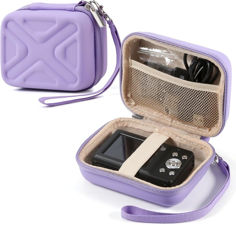 BLK8IGHT Digital Camera Case for AbergBest 21 Mega Pixels 2.7" LCD Rechargeable HD/Kodak Pixpro/Canon PowerShot ELPH 180/190/Sony DSCW800/DSCW830 Cameras, Travel Carrying Protective Case for Camera- Purple - Image 1